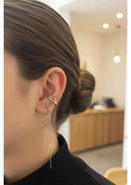 Üstten Deliksiz Zincirli Küpe Gümüş Kkrdk-Kp-Gms-Zncr-Slml fiyatları