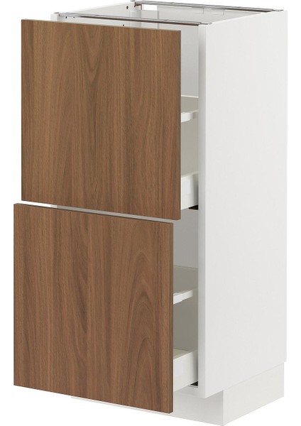 Çekmeceli Alt Dolap, Tıstorp Kahverengi, 40X37 Cm, 2 Çekmeceli ve 2 Ön Panelli