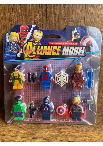 Avengers Yenilmezler Thor- Hulk - Captain America - Örümcek Adam 6'lı LEGO Uyumlu Avengers Figür