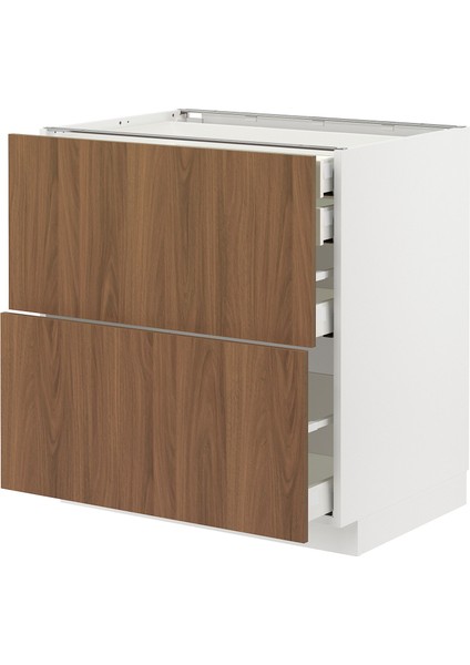 Çekmeceli Alt Dolap, Tıstorp Kahverengi, 80X60 Cm, 4 Çekmeceli ve 2 Ön Panelli