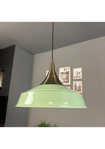 Asaletli Tekli Mint Yeşili Avize Eskitme Kubbe Başlık Retro Sarkıt Lamba Dükkan Cafe Salon Avizeleri fırsatları