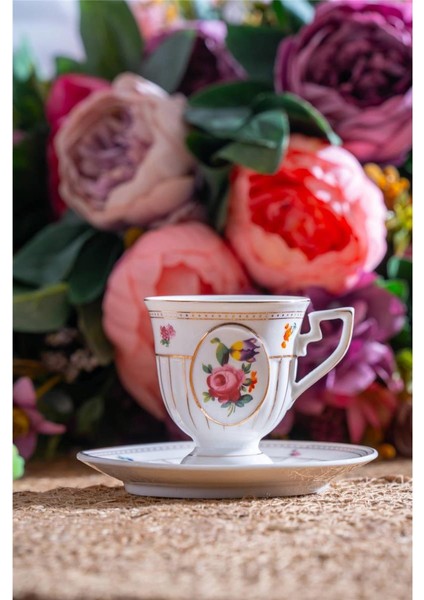 Shirley 6 Kişilik Porselen Kahve Fincanı Takımı - 90 ml