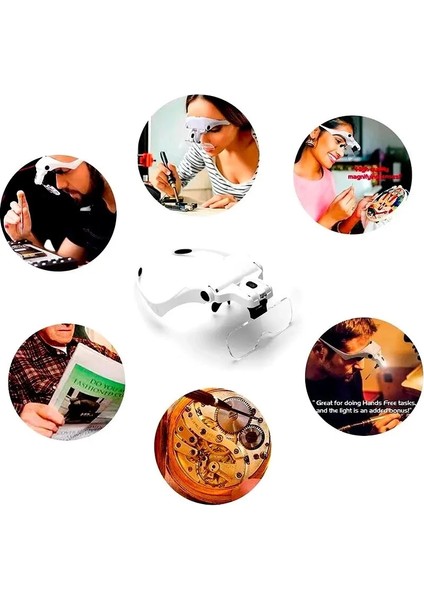 Şarjlı Gözlük Büyüteç Çalışma Büyüteci 5 Lensli 9892B2C fırsatları