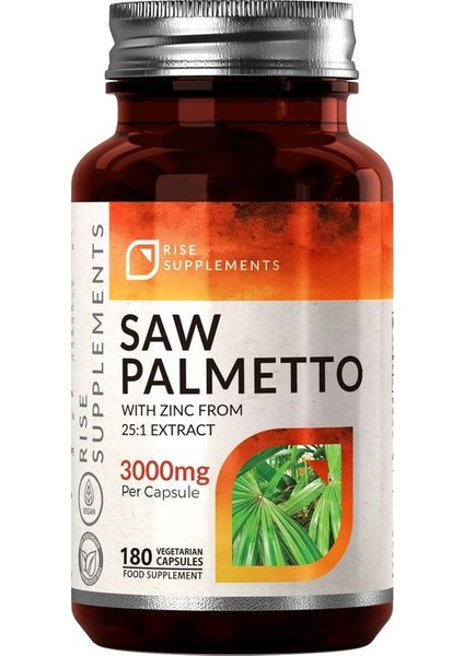 Saw Palmetto 3000 Mg + Çinko – 180 Kapsül (25:1 Güçlü Ekstrakt)