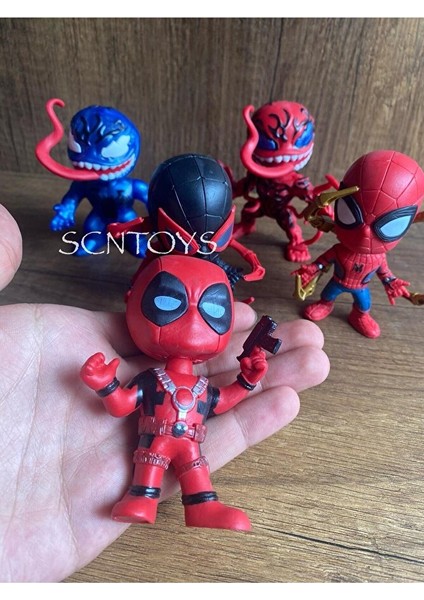Örümcek Adam Venom Deadpool 6'lı Set Spiderman Figür 1 Adet Sürpriz Figür Venom Figür modelleri