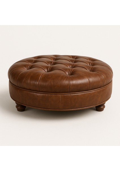 Wındsor Chester Deri Yuvarlak Puf