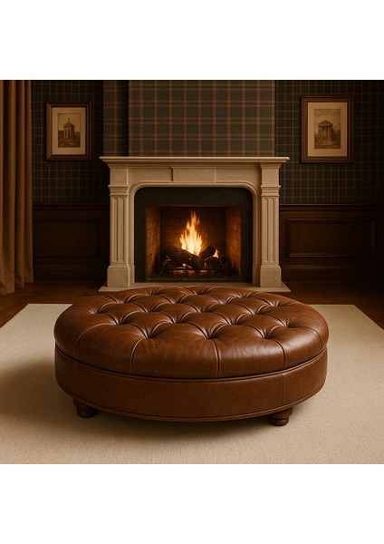 Wındsor Chester Deri Yuvarlak Puf fiyatları