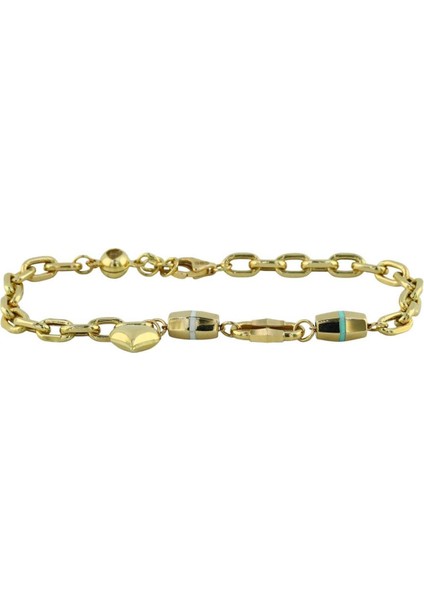 14 Ayar Altın Kalpli Bileklik - 0201058