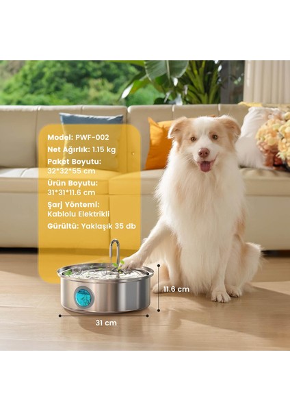 PWF-002 7 l Büyük Irk Köpekler Için Paslanmaz Çelik Su Pınarı fırsatları