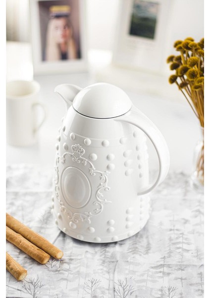 1 LT Isı Yalıtımlı Çay Ve Soğuk Su Termosu Beyaz (12 Saat Sıcak Tutar& İçi Camdır) fiyatları