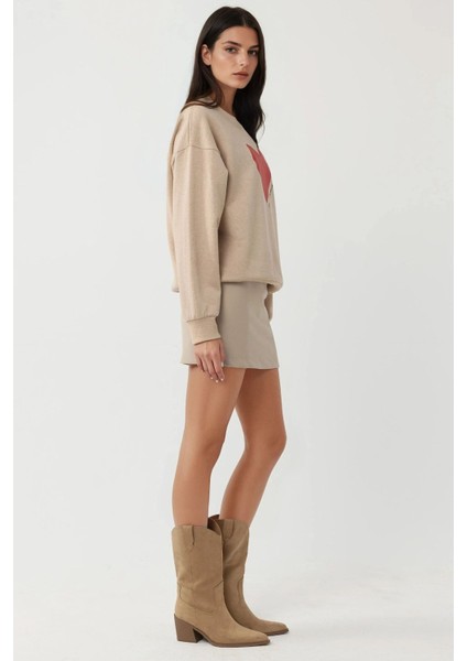 Kadın Pika Collection Cep Detaylı Mini Etek Fildişi Doğal