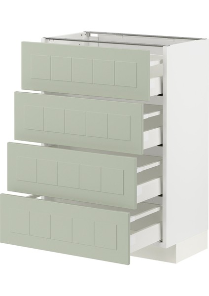 Çekmeceli Alt Dolap, Stendsund Açık Yeşil, 60X37 Cm, 4 Çekmeceli ve 4 Ön Panelli