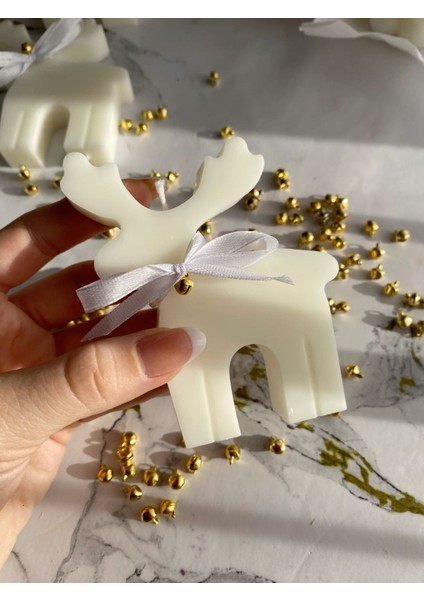 Candle Geyik Yeni Yıl Christmas Yılbaşı Kırık Beyaz Renk Dekoratif Mum 9*10 cm Kalınlık 2,5 cm fiyatları