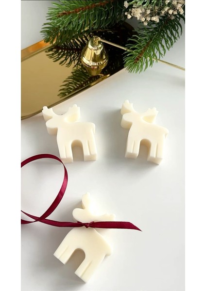 Candle Geyik Yeni Yıl Christmas Yılbaşı Kırık Beyaz Renk Dekoratif Mum 9*10 cm Kalınlık 2,5 cm fırsatları