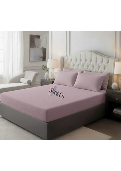 Çift Kişilik Lastikli Çarşaf Seti - 3 Parça | Terletmeyen,yazlık Kumaş- Mürdüm modelleri