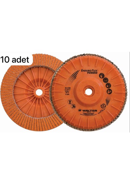 Flap Disk Katlı Zımpara 125MM 36/60 Kum Turuncu Extra 10 Adet Avantaj Paket