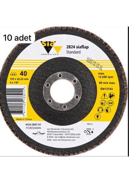 Flap Disk Katlı Zımpara 125MM 40 Kum Zr 10 Adet Avantaj Paket fiyatları