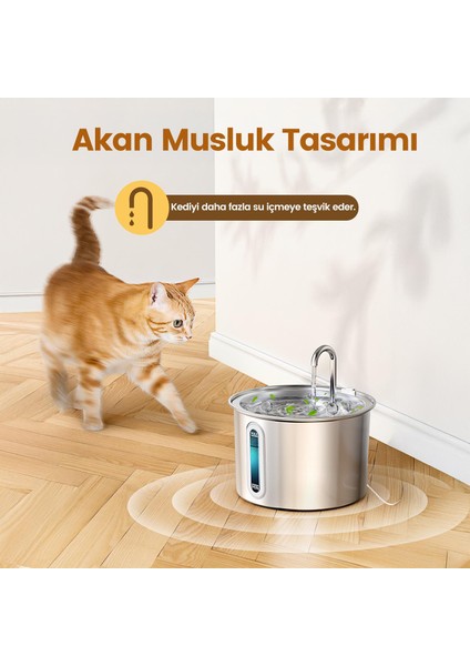 PWF-001 2 L Tekli Paslanmaz Çelik Kedi ve Köpekler Için Otomatik Su Pınarı fiyatları