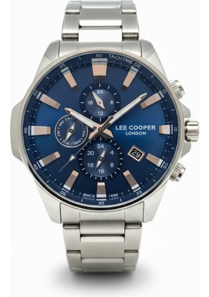 Erkek Kol Saati Gümüş Renk, Mavi Kadran - Şık Metal Kordon, 2 Yıl Garantili