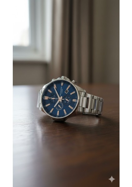 Erkek Kol Saati Gümüş Renk, Mavi Kadran - Şık Metal Kordon, 2 Yıl Garantili fiyatları