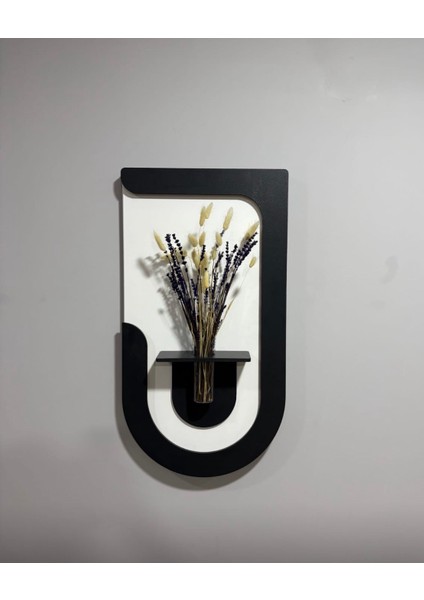 Akasya Ahşap Pilli Ledli Iskandinav Tarzı Salon Duvar Rafı Modern Çiçeklik 40 x 75 cm