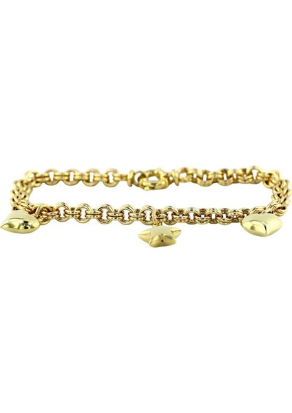 14 Ayar Altın Kalpli Bileklik - 0200913