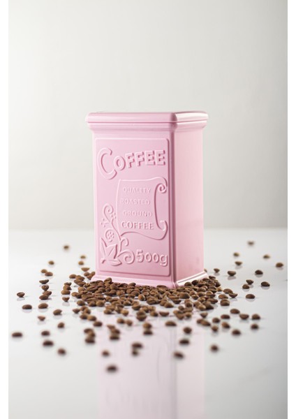 Akrilik Soft Pembe Şeker Kahve Çay Kavanozu 500 ml (Vakum Kapak ) indirimleri