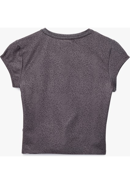 Kısa Kollu Bisiklet Yaka Leopar Baskılı Spor Tişört fiyatları