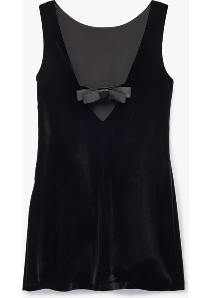 Kolsuz Fiyonklu A Kesim V Yaka Kadife Mini Abiye Elbise fiyatları