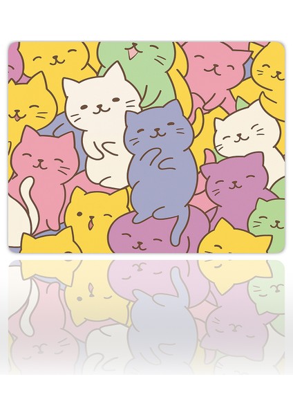 Kedi Desenli Kawaii Gaming Oyuncu Xl Mouse Pad Kaydırmaz Dikişli Mousepad 40X30 3mm mm Premium