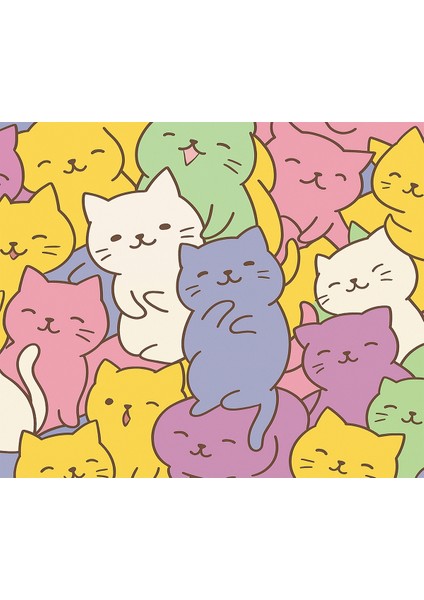 Kedi Desenli Kawaii Gaming Oyuncu Xl Mouse Pad Kaydırmaz Dikişli Mousepad 40X30 3mm mm Premium