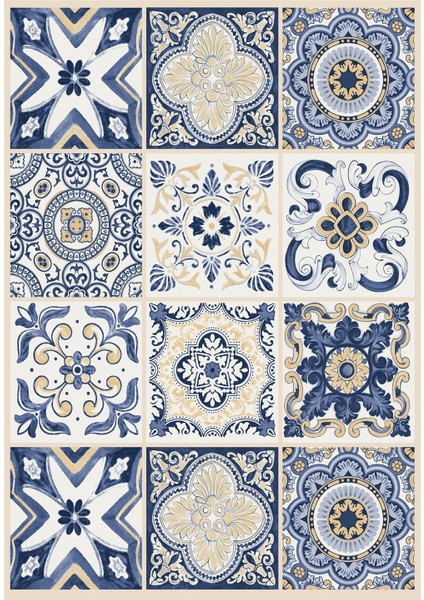 Dijital Baskılı Mavi Çini Desenli Kaymaz Taban Yıkanabilir Halı fiyatları