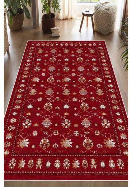 Dijital Baskılı Renkli Kilim Desenli Kaymaz Taban Yıkanabilir Halı