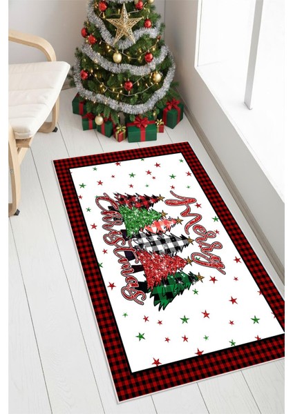 Yılbaşı Temalı Merry Christmas Dijital Baskılı Yıkanabilir Halı fiyatları
