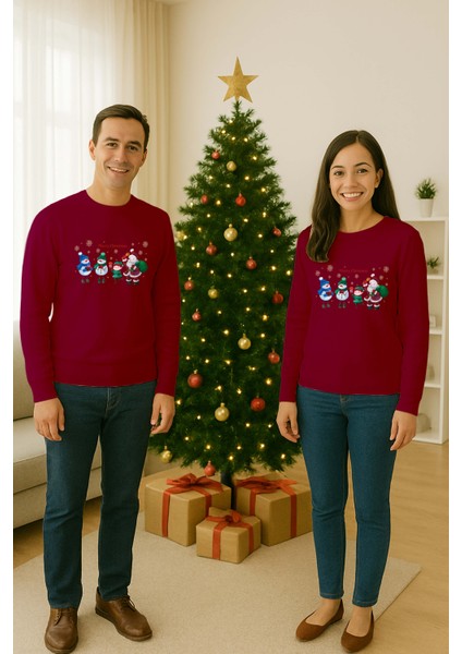 Unisex Happy New Year Yılbaşı Baskılı Yetişkin ve Çocuk Sweatshirt 3 Iplik Şardonlu Kumaş fiyatları