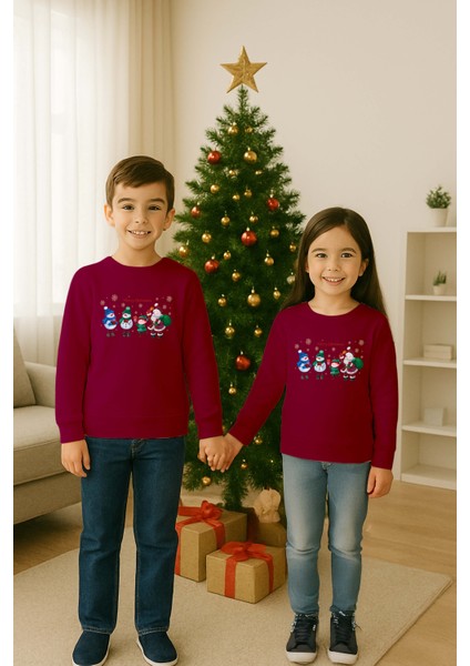 Unisex Happy New Year Yılbaşı Baskılı Yetişkin ve Çocuk Sweatshirt 3 Iplik Şardonlu Kumaş modelleri