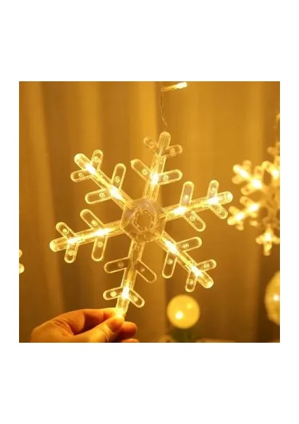 “3m 12 Saçaklı Kar Taneli LED Işık – 8 Fonksiyonlu Gün Işığı, Fişli Uzatmalı Dekoratif Aydınlatma” fiyatları