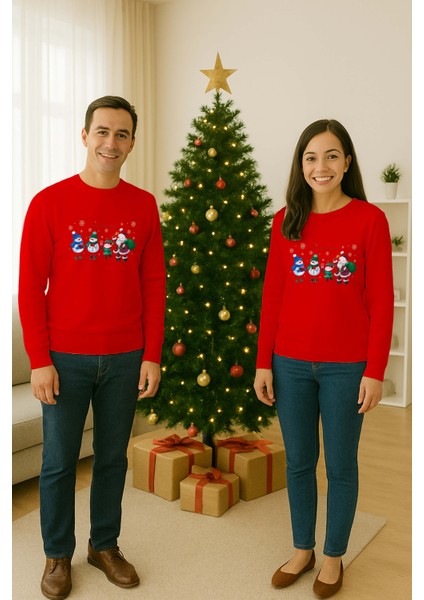 Unisex Happy New Year Yılbaşı Baskılı Yetişkin ve Çocuk Sweatshirt 3 Iplik Şardonlu Kumaş fiyatları