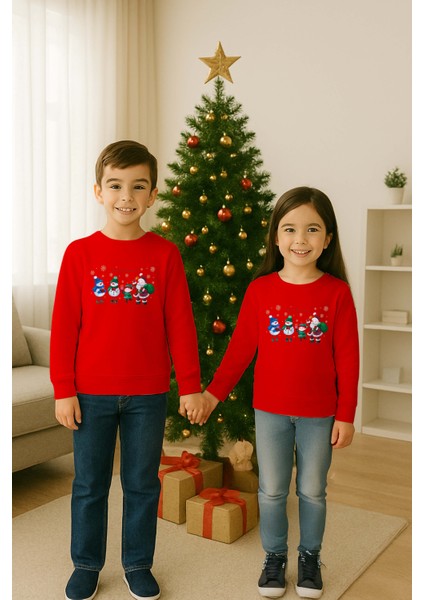 Unisex Happy New Year Yılbaşı Baskılı Yetişkin ve Çocuk Sweatshirt 3 Iplik Şardonlu Kumaş modelleri