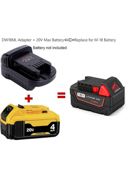 Milwaukee M18 18V Pil, DW18ML Adaptör Için Dewalt 20V Maks. (Yurt Dışından) modelleri