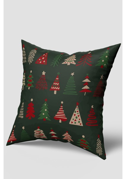 Koyu Yeşil Kırmızı Çam Ağacı Hediye Paketi Kırlent Kılıfı Seti 2'li modelleri