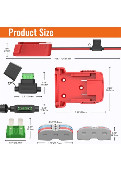 Milwaukee M18 Pil Adaptör Dönüştürücü 18V Pil Adaptörü Dıy Kiti 12 Sigorta ve Konnektörlü Awg Tel (Yurt Dışından) fırsatları