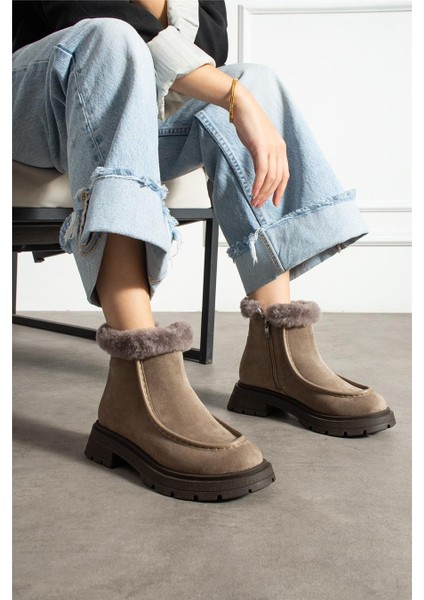 Kadın Bot & Bootie Süet Bej Orta Topuklu Casual/günlük Soğuk Havaya Dayanıklı fiyatları