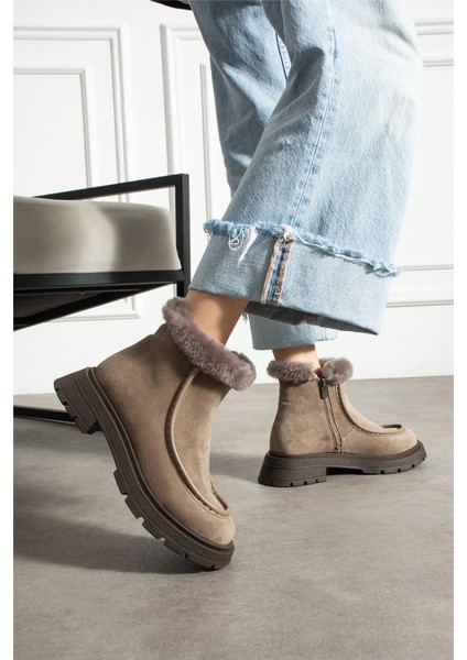 Kadın Bot & Bootie Süet Bej Orta Topuklu Casual/günlük Soğuk Havaya Dayanıklı modelleri