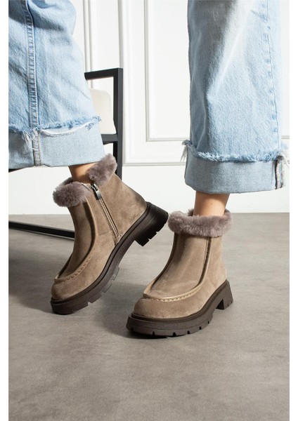 Kadın Bot & Bootie Süet Bej Orta Topuklu Casual/günlük Soğuk Havaya Dayanıklı fırsatları