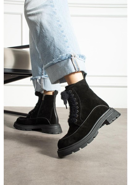 Kadın Bot & Bootie Süet Siyah Orta Topuklu Casual/günlük Soğuk Havaya Dayanıklı
