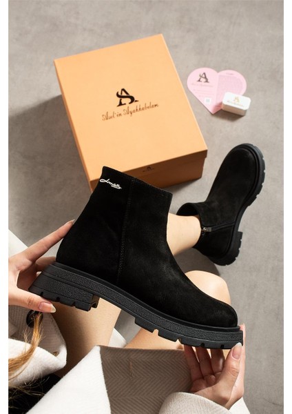 Kadın Bot & Bootie Süet Siyah Orta Topuklu Casual/günlük Soğuk Havaya Dayanıklı