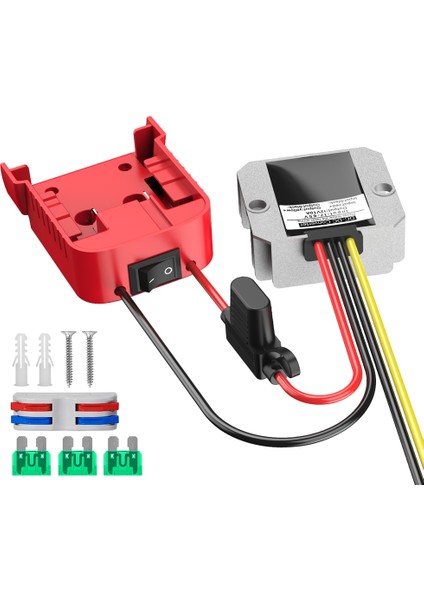 Milwaukee Adaptörü Için Milwaukee 18V Lityum Pil Adaptörü + Dc-Dc Buck (12V, 10A, 120W) Sigorta (Yurt Dışından)