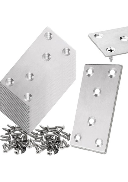 20 Pack 3x1.5inch Düz Tamir Plakaları Düz Braket, Paslanmaz Çelik Tamir Birleştirme Plakaları Çit Için Onarım Sabitleme Braketi (Yurt Dışından)