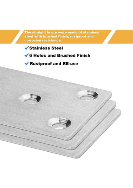 20 Pack 3x1.5inch Düz Tamir Plakaları Düz Braket, Paslanmaz Çelik Tamir Birleştirme Plakaları Çit Için Onarım Sabitleme Braketi (Yurt Dışından) fırsatları